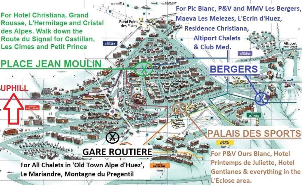 Map of Ben's Bus Stops Alpe d'Huez