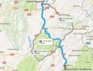 Geneva to Saint Martin de Bellevile Directions