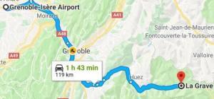 Grenoble Airport to La Grave Directions