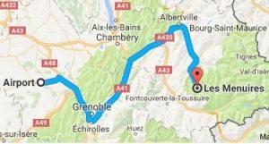 Grenoble Airport to Les Menuires Directions