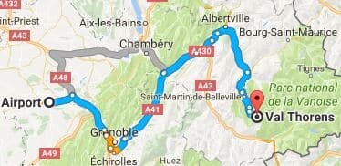 Grenoble Airport to Val Thorens Directions