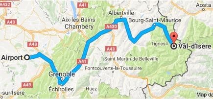 Grenoble Airport to Val d'Isere Directions