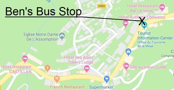 La Grave Airport Shuttle Bus Stop Map