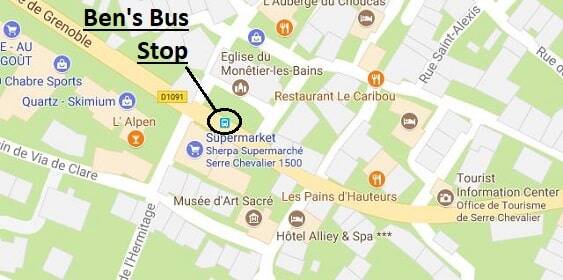 Monetiers Airport Shuttle Bus Stop Map