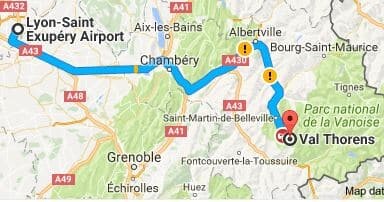 Lyon to Val Thorens Directions