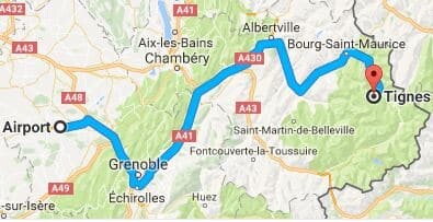 Grenoble Airport to Tignes Directions