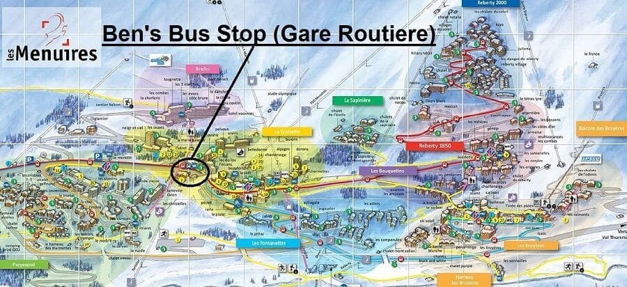 Transfers to Les Menuires Bus Stop Map