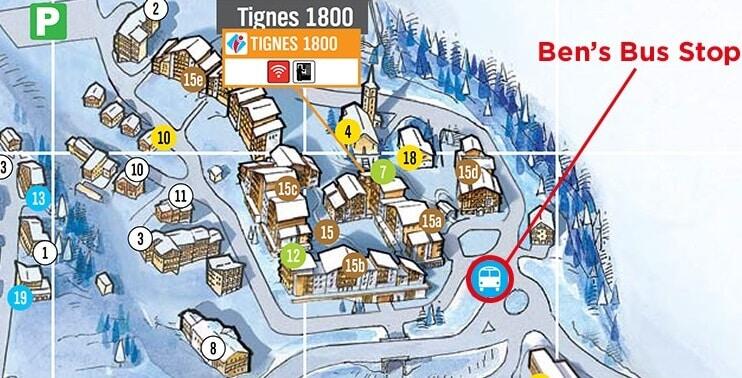 Plan Tignes 1800 Arret Bus