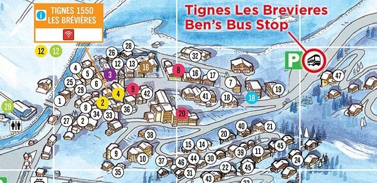 Plan Tignes Les Brevieres Arret Bus