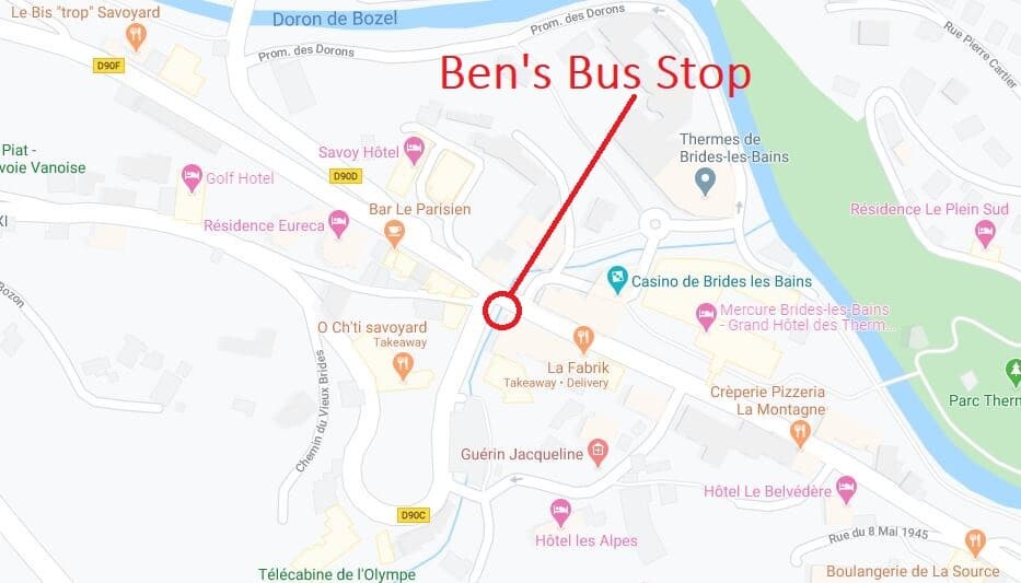 Brides Les Bains Ben's Bus Airport Transfers Stop