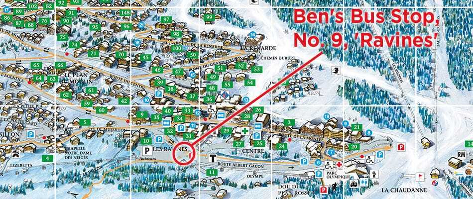 Meribel Centre Ben's Bus Airport Transfers Stops