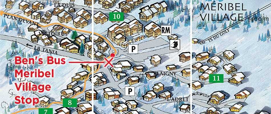 Meribel Village Ben's Bus Airport Transfers Stops