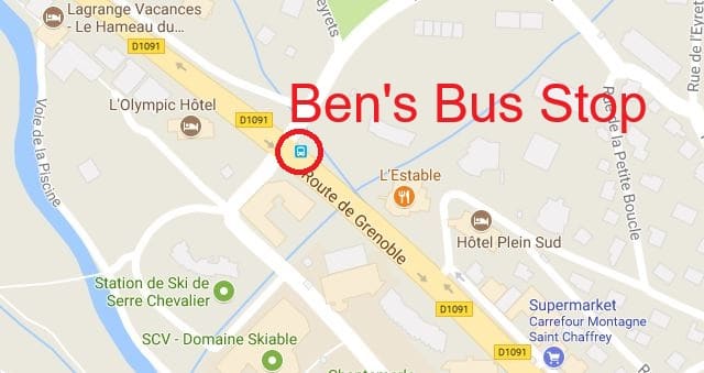 Chantemerle Ben's Bus Stop Map