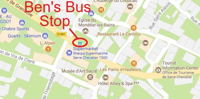 Monetiers Ben's Bus Stop Map